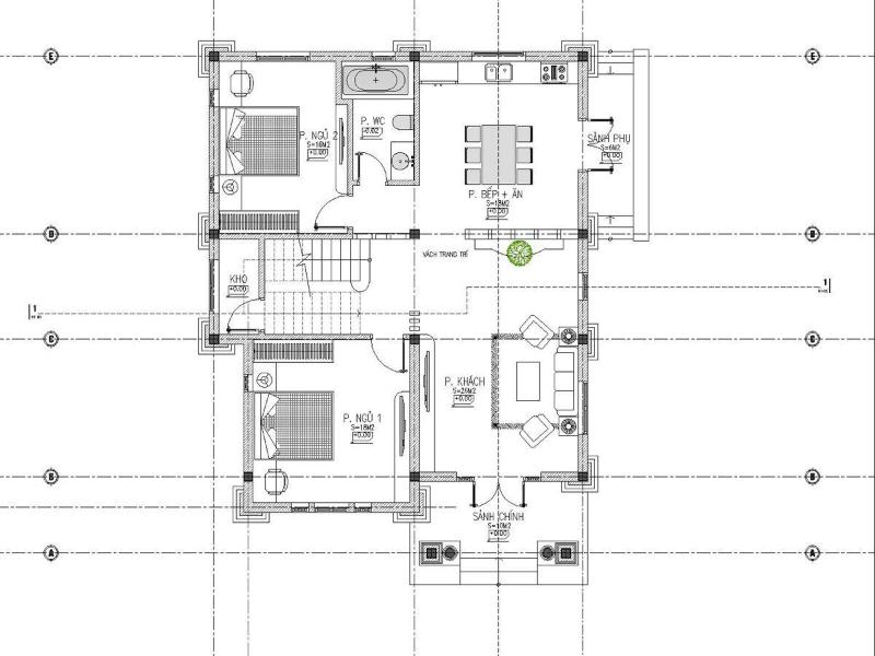 Xác định hình khối cho căn nhà trên bản vẽ