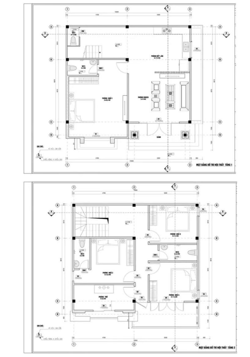 Bản vẽ nhà 2 tầng mái Thái