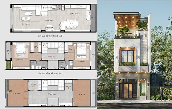 Bản vẽ thiết kế nhà 4x12m đẹp và tối ưu công năng sử dụng