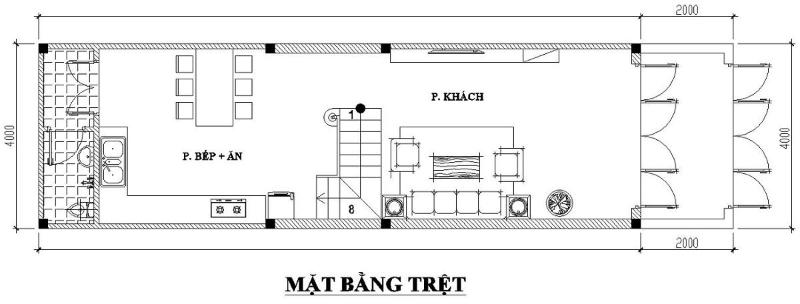 Cách đọc bản vẽ kiến trúc nhà 4x12m