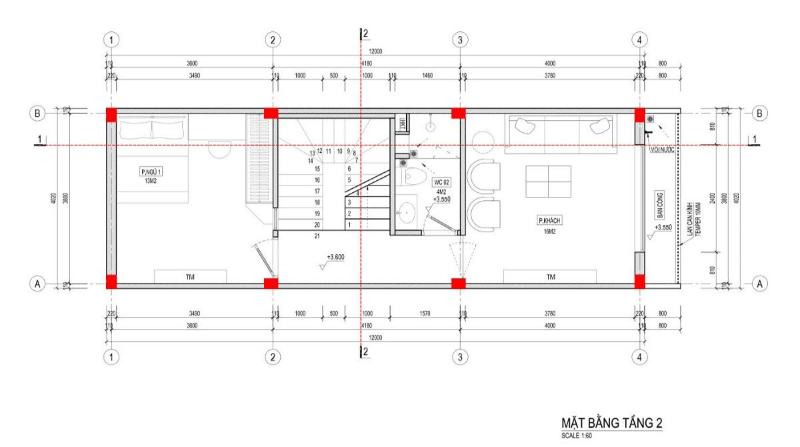 Cách đọc bản vẽ thiết kế nhà 4x12m