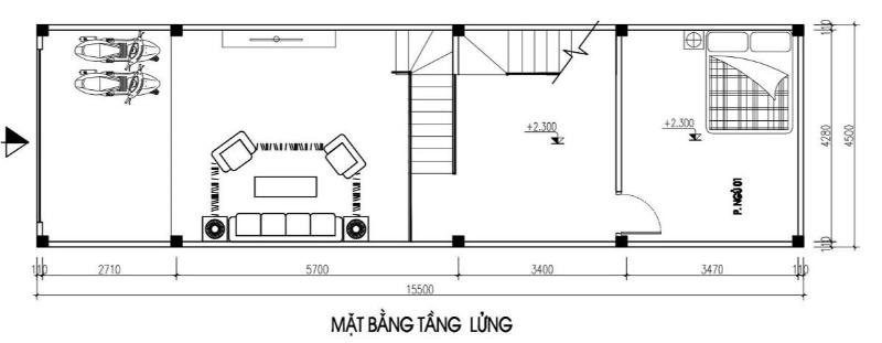 Bản vẽ thiết kế nhà 4x12m có gác lửng