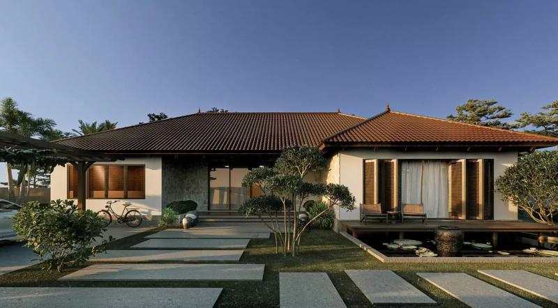 Tận dụng thêm không gian sân vườn khi thiết kế nhà 1 tầng chữ L