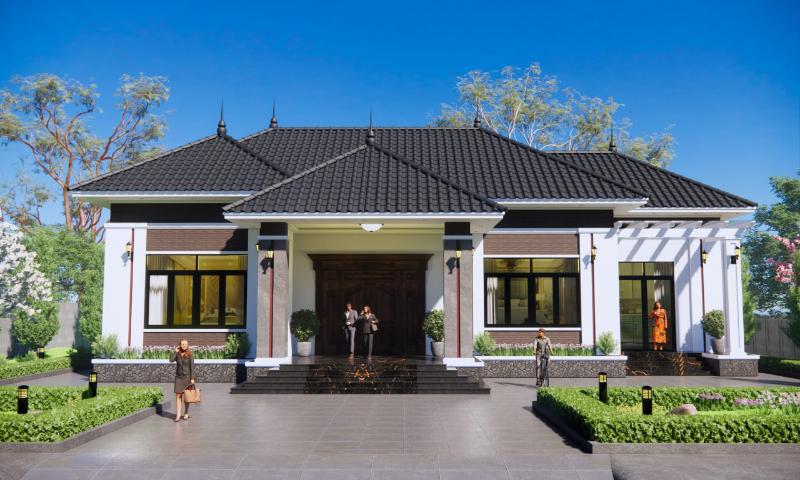 Chiêm ngưỡng không gian nhà vườn 1 tầng có thiết kế mộc mạc, bình dị