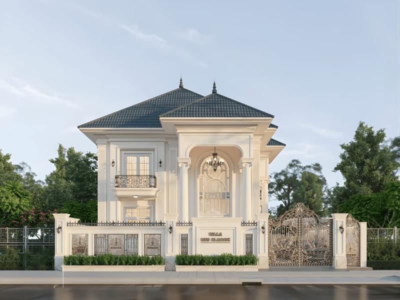 Mẫu nhà 2 tầng đẹp tân cổ điển thu hút với sự kết hợp hài hòa giữa vẻ đẹp cổ điển và hiện đại