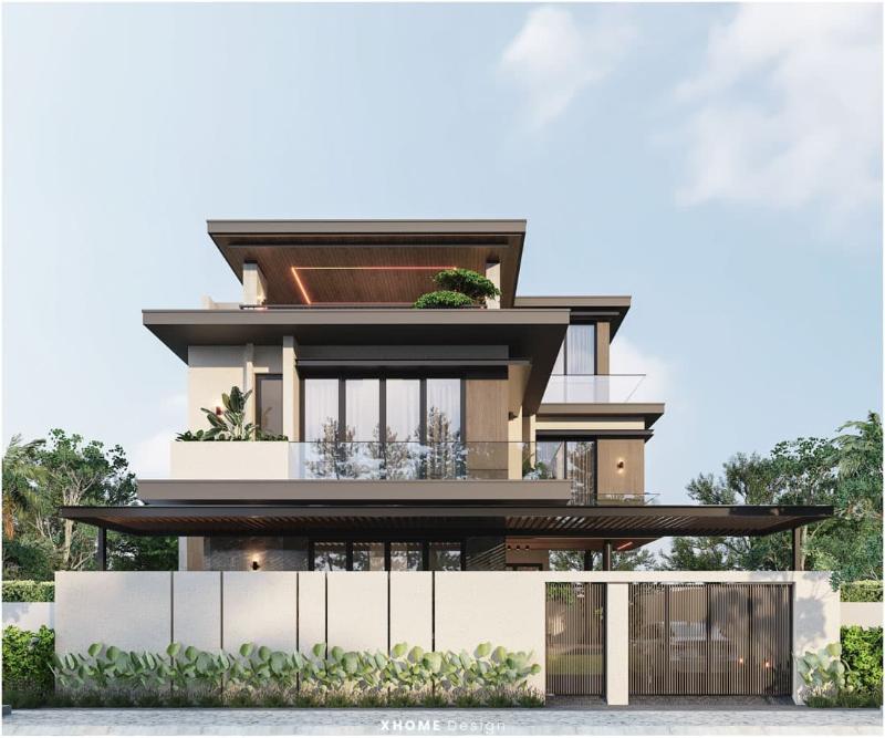 Mẫu thiết kế nhà 2 tầng đẹp có gara ô tô cực kỳ tiện lợi cho nhiều gia đình