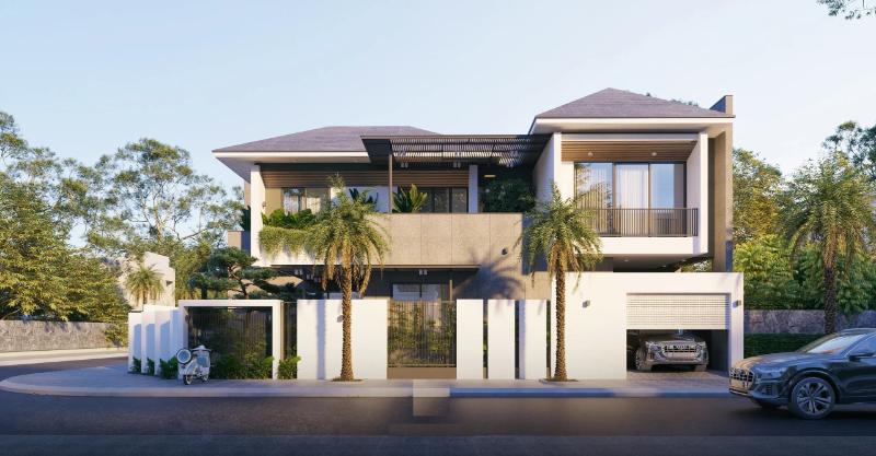 Chiêm ngưỡng mẫu thiết kế nhà 2 tầng đẹp có giếng trời thông thoáng 