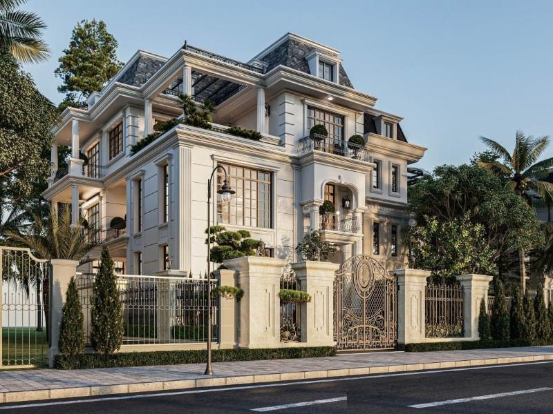 Mẫu thiết kế nhà 3 tầng đẹp phong cách tân cổ điển thu hút với vẻ đẹp sang trọng