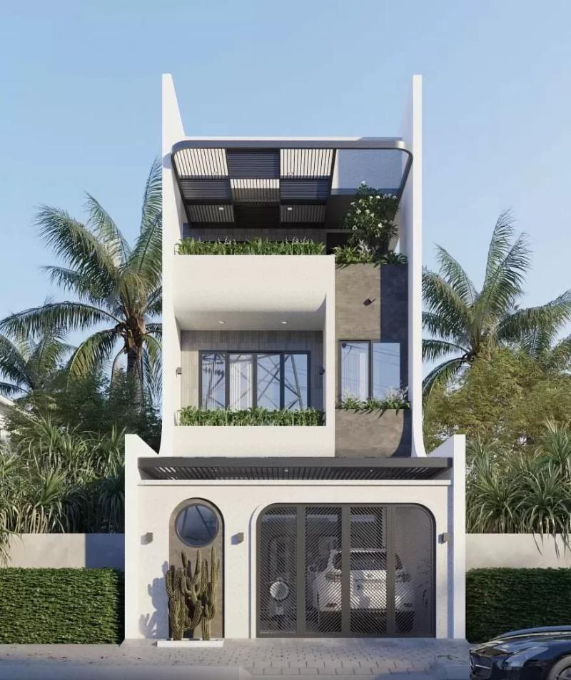 Mẫu nhà 3 tầng đẹp mái bằng có chi phí thấp và thời gian thi công nhanh