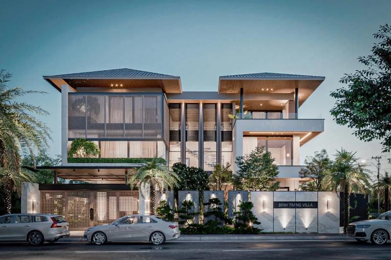 Mặt tiền nhà 3 tầng mái Nhật thu hút với vẻ đẹp nhẹ nhàng và tinh tế