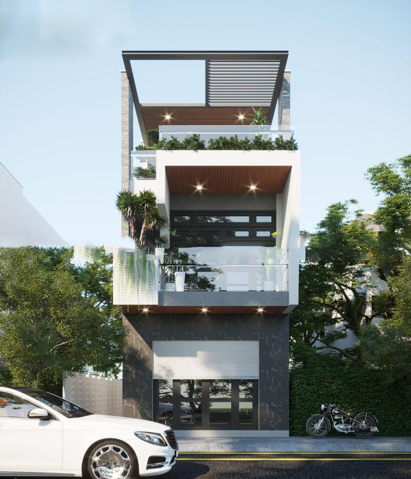 Mẫu thiết kế nhà 3 tầng có mặt tiền 5m rất phù hợp với thiết kế nhà phố hiện đại
