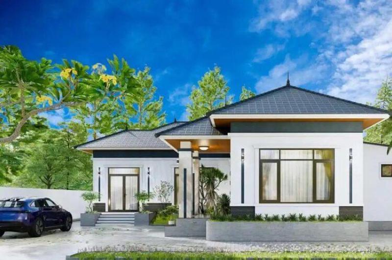 Mẫu nhà cấp 4 100m2 kết hợp sân vườn với nhiều tiện ích đi kèm