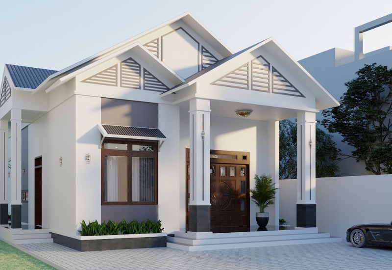 Mẫu nhà đẹp cấp 4 hiện đại kiểu dáng mái Thái