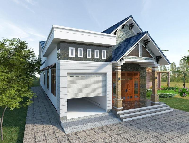 Mẫu nhà cấp 4 đẹp 5x25 tối giản sử dụng những gam màu nhạt làm chủ đạo