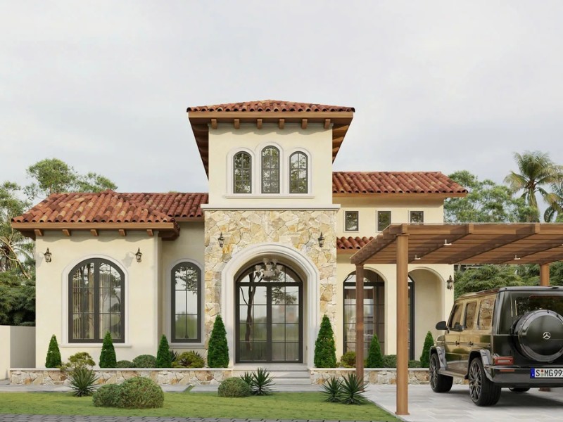 Không gian biệt thự nghỉ dưỡng thoải mái với sân vườn xanh mát