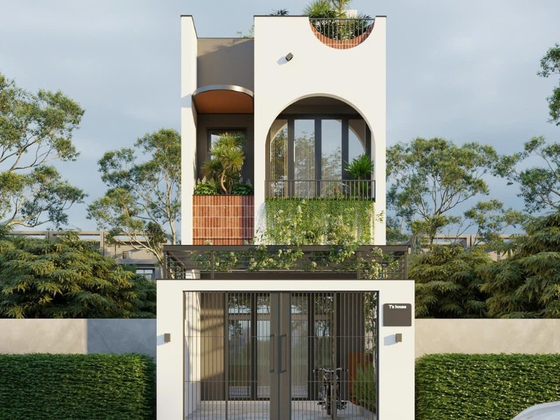 Thiết kế nhà ống trẻ trung với mặt tiền hiện đại