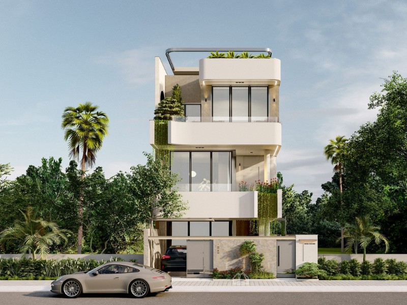 Kết hợp yếu tố cây xanh tạo sự thoáng đãng, dễ chịu cho công trình nhà phố