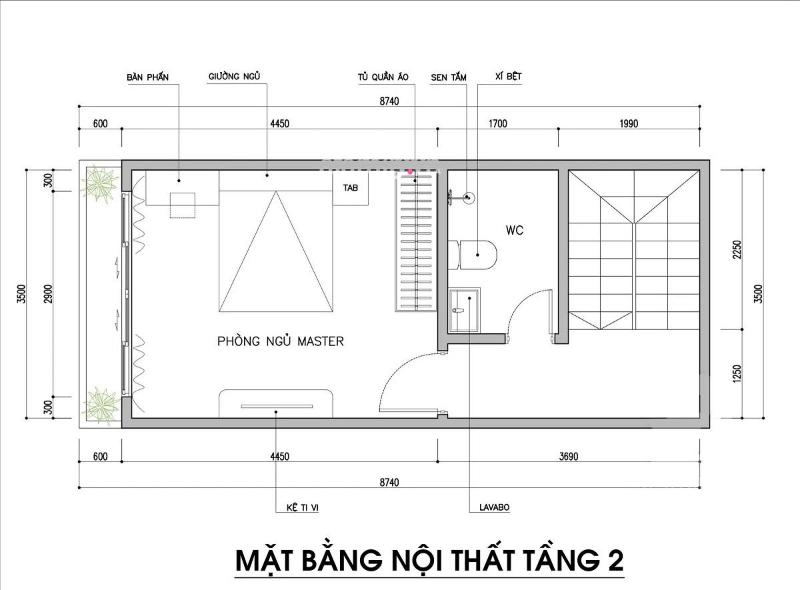 Bản vẽ mặt bằng tầng 2