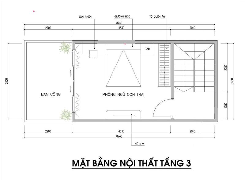 Bản vẽ mặt bằng tầng 3
