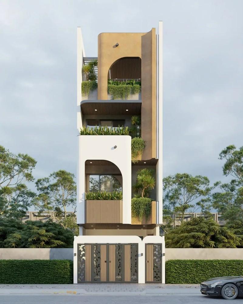 Mẫu nhà ống đẹp có 4 tầng phù hợp với nhu cầu sử dụng của các gia đình đông thành viên