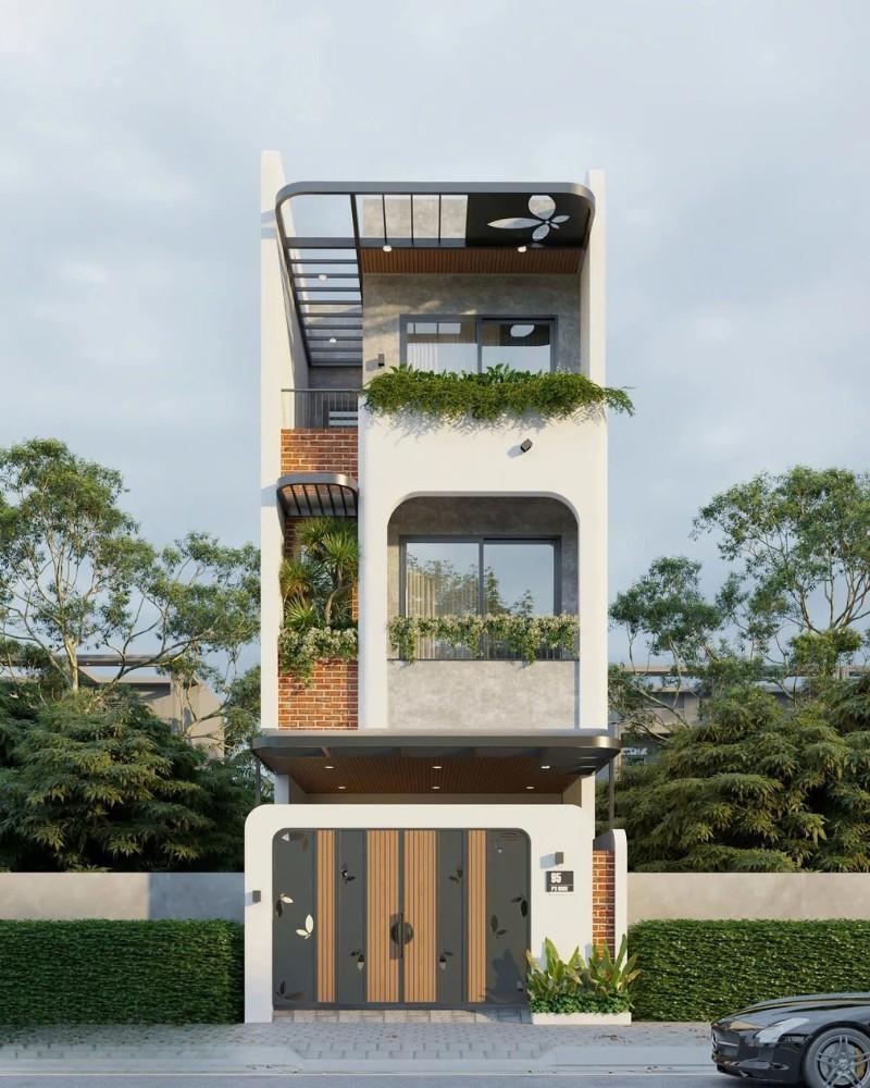 Mẫu nhà ống đẹp mặt tiền 5m thường ưu tiên các tone màu sang