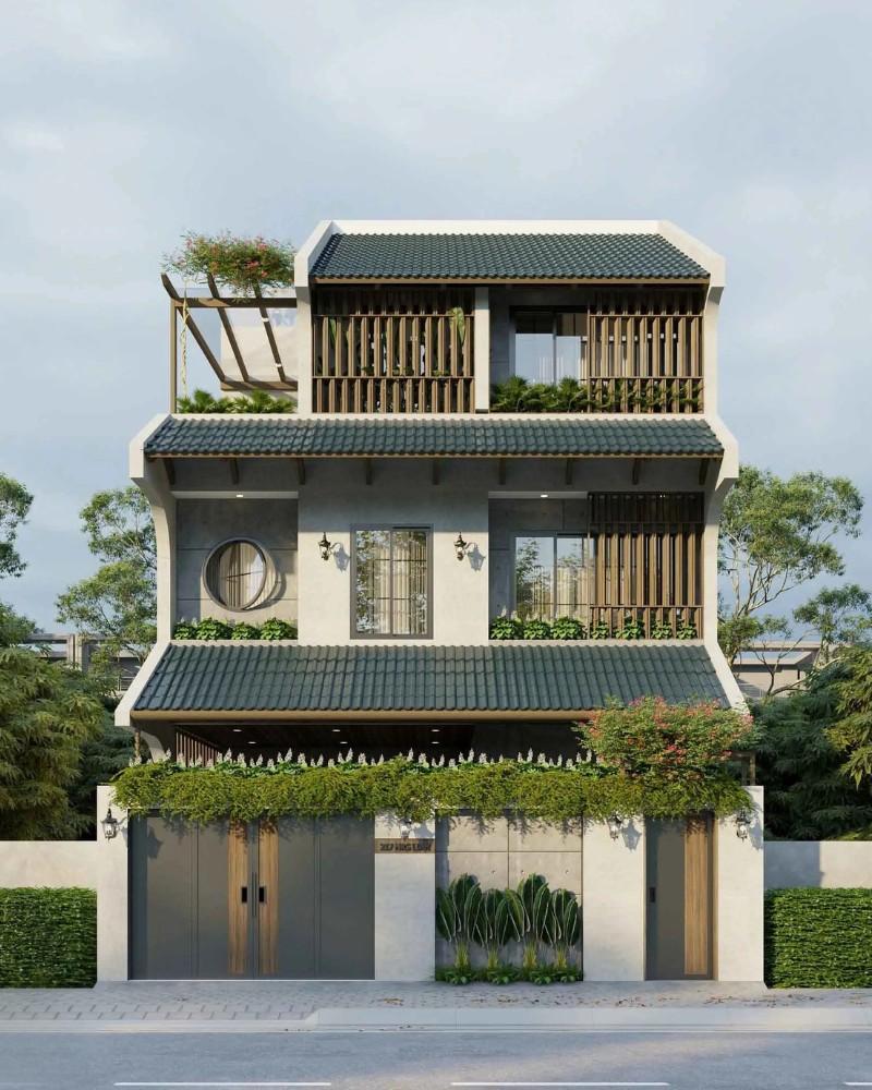 Mẫu nhà ống đẹp mặt tiền 7m sử dụng nhiều chất liệu cao cấp