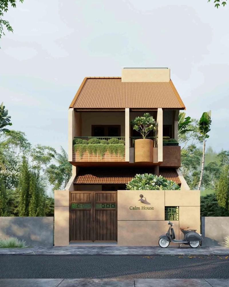 Mẫu thiết kế nhà ống 2 tầng giúp tách biệt không gian chung và không gian riêng