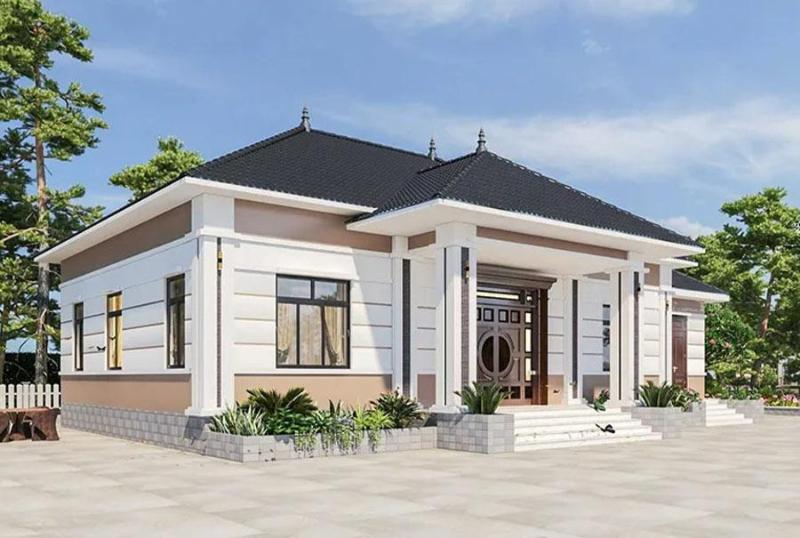 Mẫu nhà mái Nhật sân vườn ở nông thôn có diện tích rộng rãi