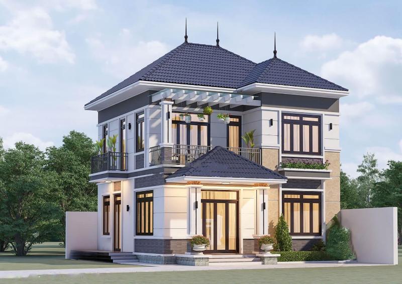 Mẫu nhà vuông 2 tầng 80m2 đảm bảo các yếu tố về phong thủy