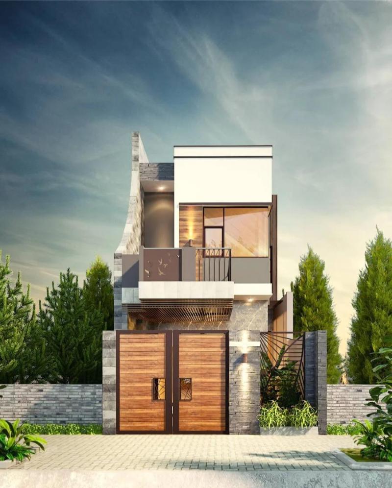 Mẫu nhà 1 trệt 1 lầu đơn giản, thanh lịch với 3 phòng ngủ và 1 phòng thờ