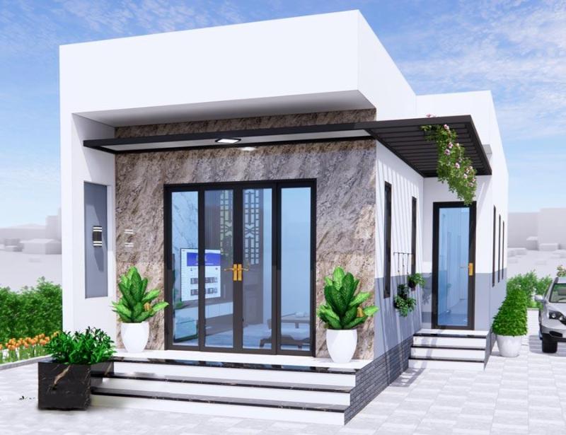 Mẫu thiết kế nhà cấp 4 2 phòng ngủ 200 triệu chữ L tối ưu công năng