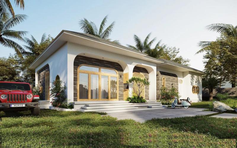 Mẫu thiết kế nhà cấp 4 mái Nhật 2 phòng ngủ 200 triệu được nhiều chủ đầu tư yêu thích