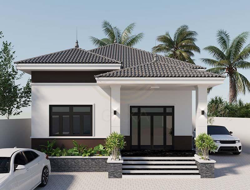 Mẫu nhà cấp 4 2 phòng ngủ có sân vườn 200 triệu với nhiều loại cây khác nhau