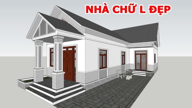 Mẫu nhà cấp 4 chữ L mái Thái theo phong cách thiết kế hiện đại