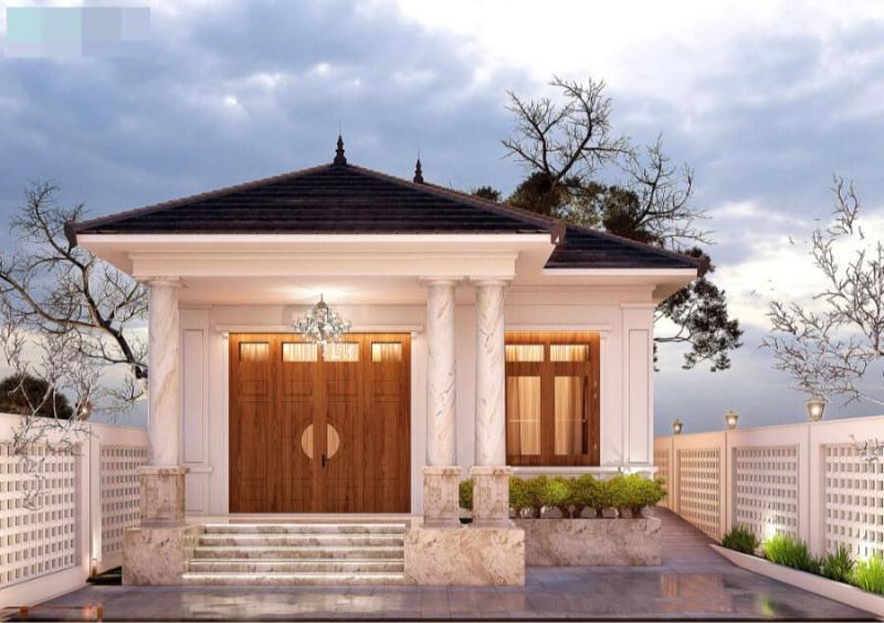 Mẫu nhà cấp 4 mái Nhật chữ L 3 phòng ngủ sẽ có độ dốc mái thấp hơn mái Thái