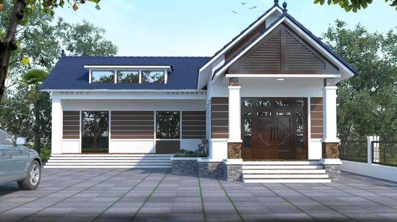 Mẫu thiết kế nhà cấp 4 nông thôn có thêm khu vực sân vườn xanh mát