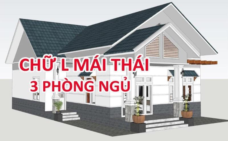 Tham khảo mẫu nhà cấp 4 mái Thái 3 phòng ngủ chữ L hiện đại