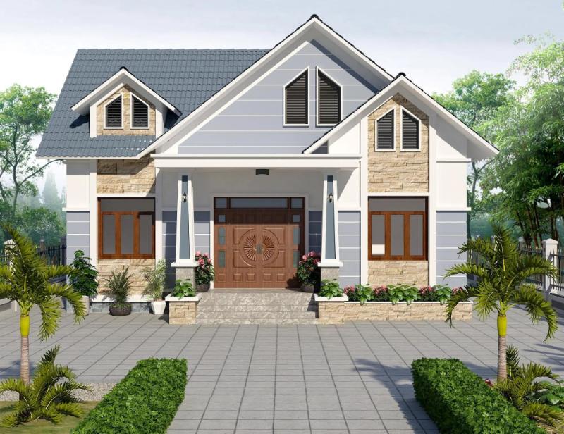 Mẫu nhà cấp 4 nông thôn mái tôn giúp giảm lượng nhiệt hấp thụ vào nhà vào mùa hè