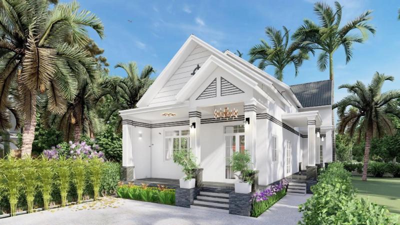 Mẫu nhà cấp 4 nông thôn đẹp hình ống nổi bật với các đường nét kiến trúc mới lạ, độc đáo