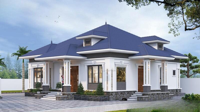 Nhà mái Nhật 4 phòng ngủ bề thế nhưng vẫn rất mềm mại