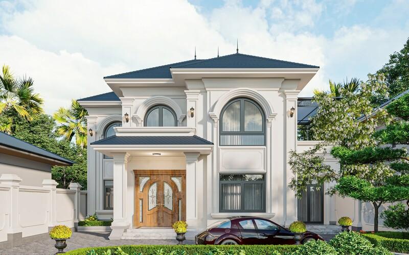 Nhà mái Nhật tân cổ điển với độ dốc nhẹ cùng chi tiết sang trí sắc sảo nhưng hiện đại