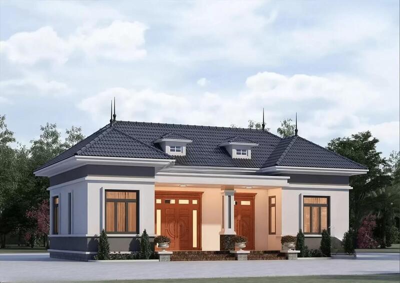 Mẫu thiết kế nhà mái Nhật với bố cực mặt bằng vuông vắn