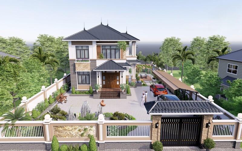 Mẫu thiết kế nhà mái Nhật sang trọng nhưng gần gũi thiên nhiên dành cho nhà vườn