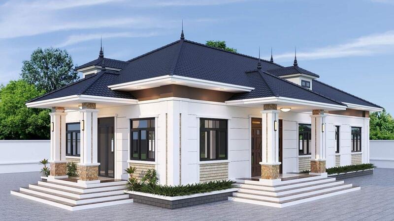 Mẫu nhà mái Nhật 1 tầng phù hợp với gia đình ít thành viên