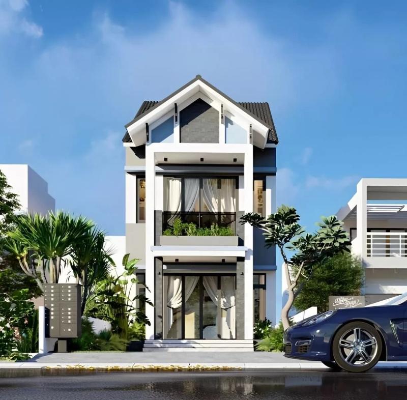 Mẫu nhà mái Thái hình ống giúp tạo điểm nhấn, thu hút nhiều ánh sáng tự nhiên