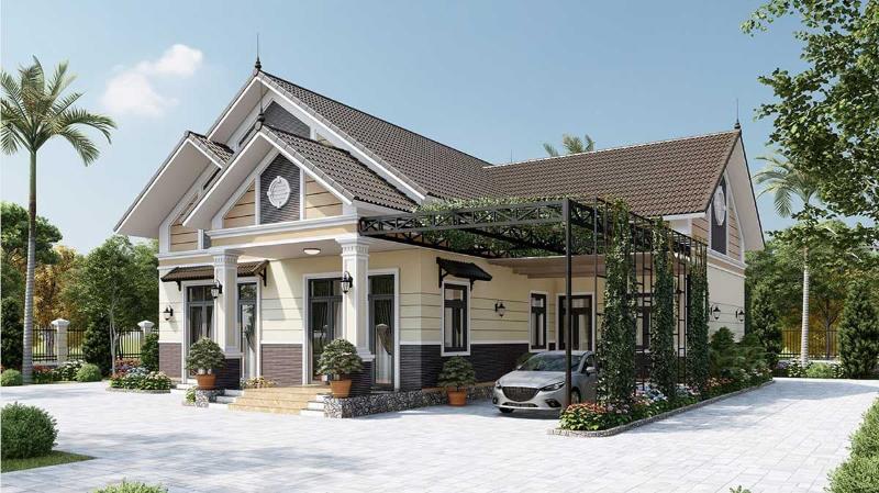 Mẫu nhà mái Thái có sân vườn mang lại không khí trong lành