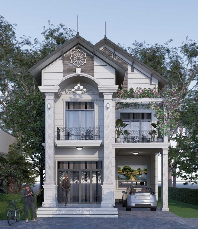 Kết hợp hài hòa các tone màu chủ đạo giúp căn nhà mái Thái trở nên thu hút hơn