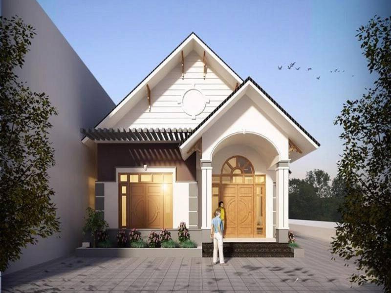 Mẫu nhà ống cấp 4 có sân vườn ở nông thôn