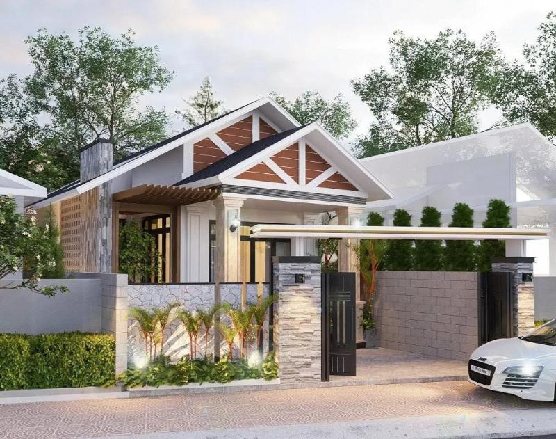 Thiết kế nhà ống cấp 4 có gara độc đáo, phù hợp với những gia đình trẻ