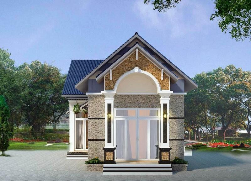 Mẫu thiết kế nhà cấp 4 có 2 phòng ngủ hình ống